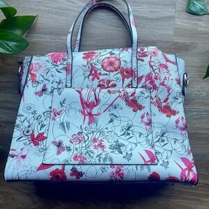 Floral White and Pink Women's Bag